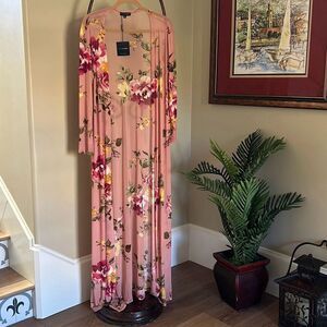 JLux Label Sheer Pink Floral Cardigan